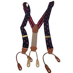Vintage 90s Dooney Bourke Dollar Sign Navy Red Suspenders Silk Banker Career